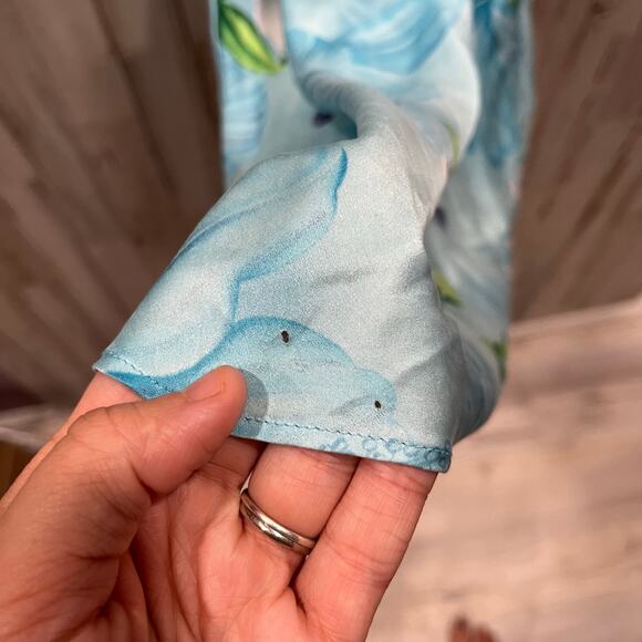 90s Victoria’s Secret Silk Blue Tropical Floral Vintage Chemise Slip Dress Small - Picture 5 of 7